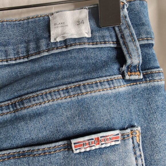 Hudson Jeans Men's Blake Slim Straight Blue Denim Jeans, Size 34 - Picture 4 of 8